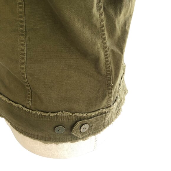 Habitat Olive Green Utility Jacket Women’s Small, Button Front, Frayed Hem - Picture 6 of 9